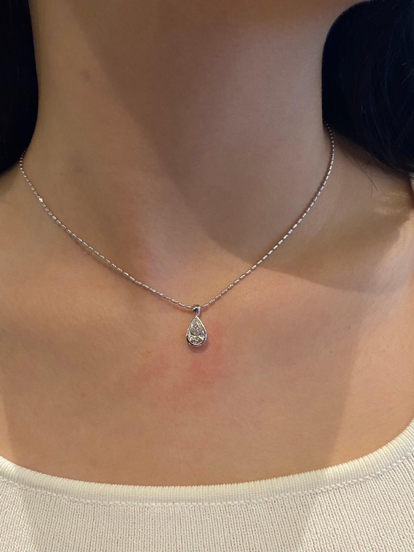 Bezel-Set Pear-Shaped Lab Diamond Pendant