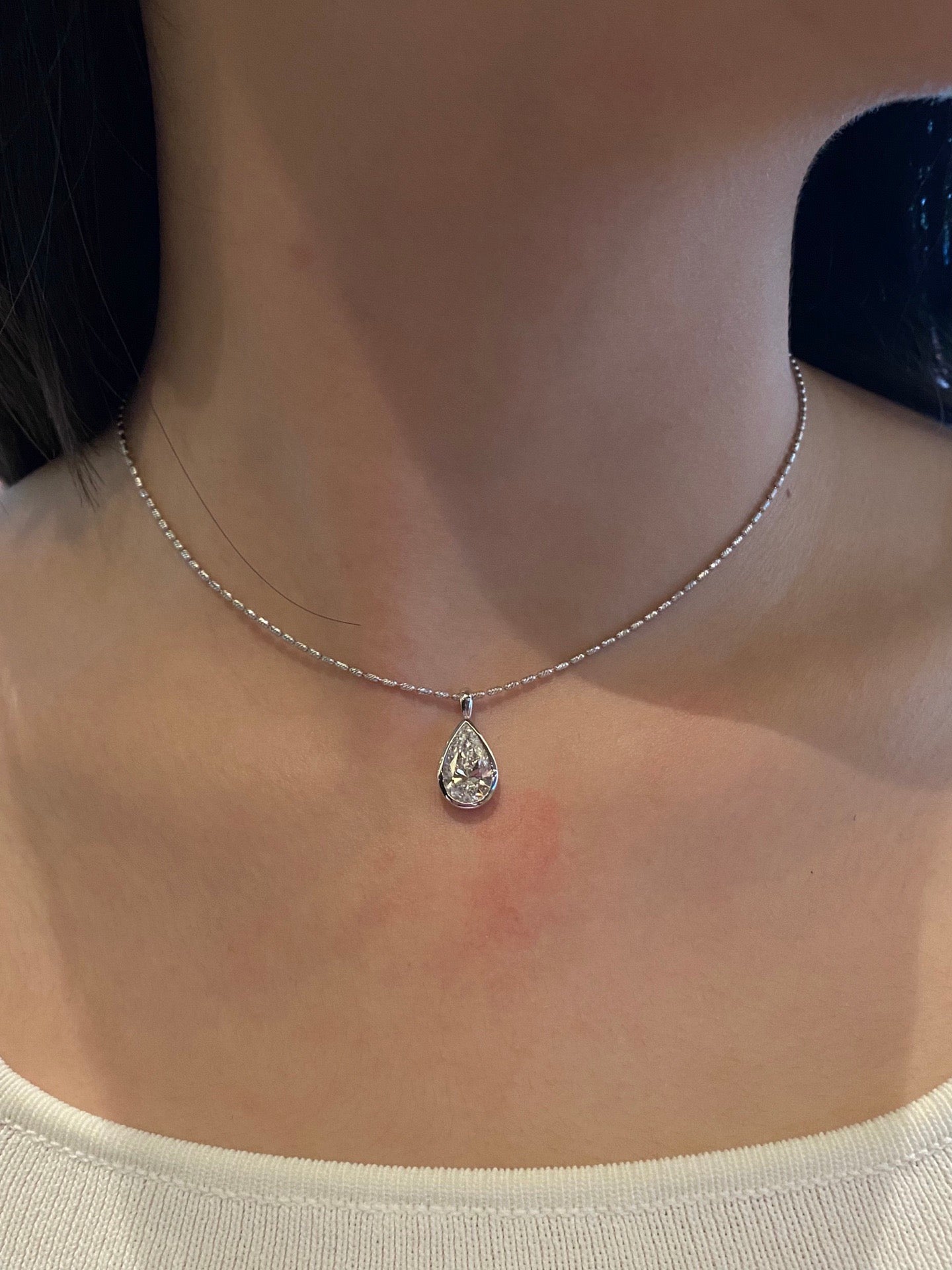 Bezel-Set Pear-Shaped Lab Diamond Pendant