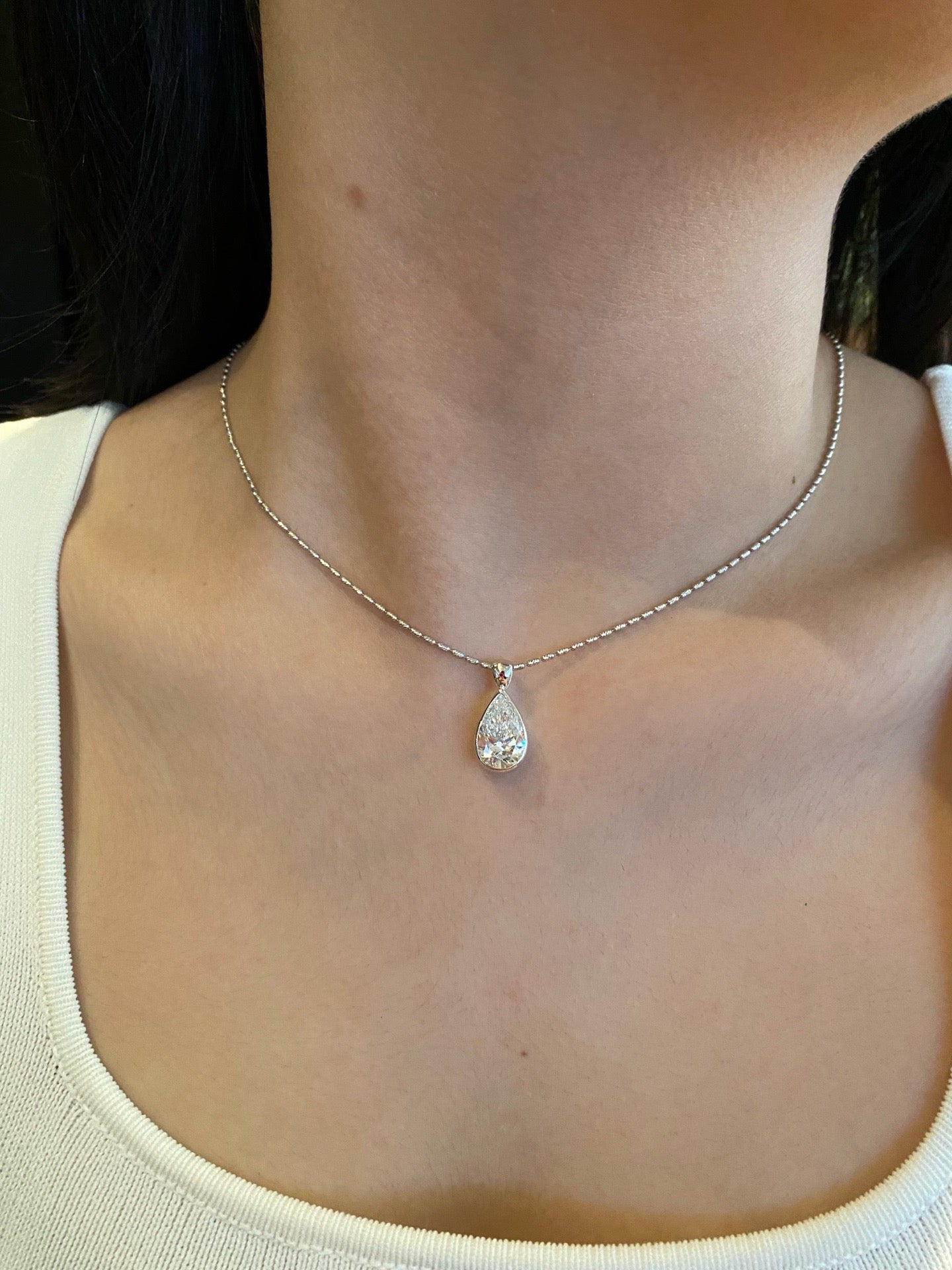 Bezel-Set Pear-Shaped Lab Diamond Pendant