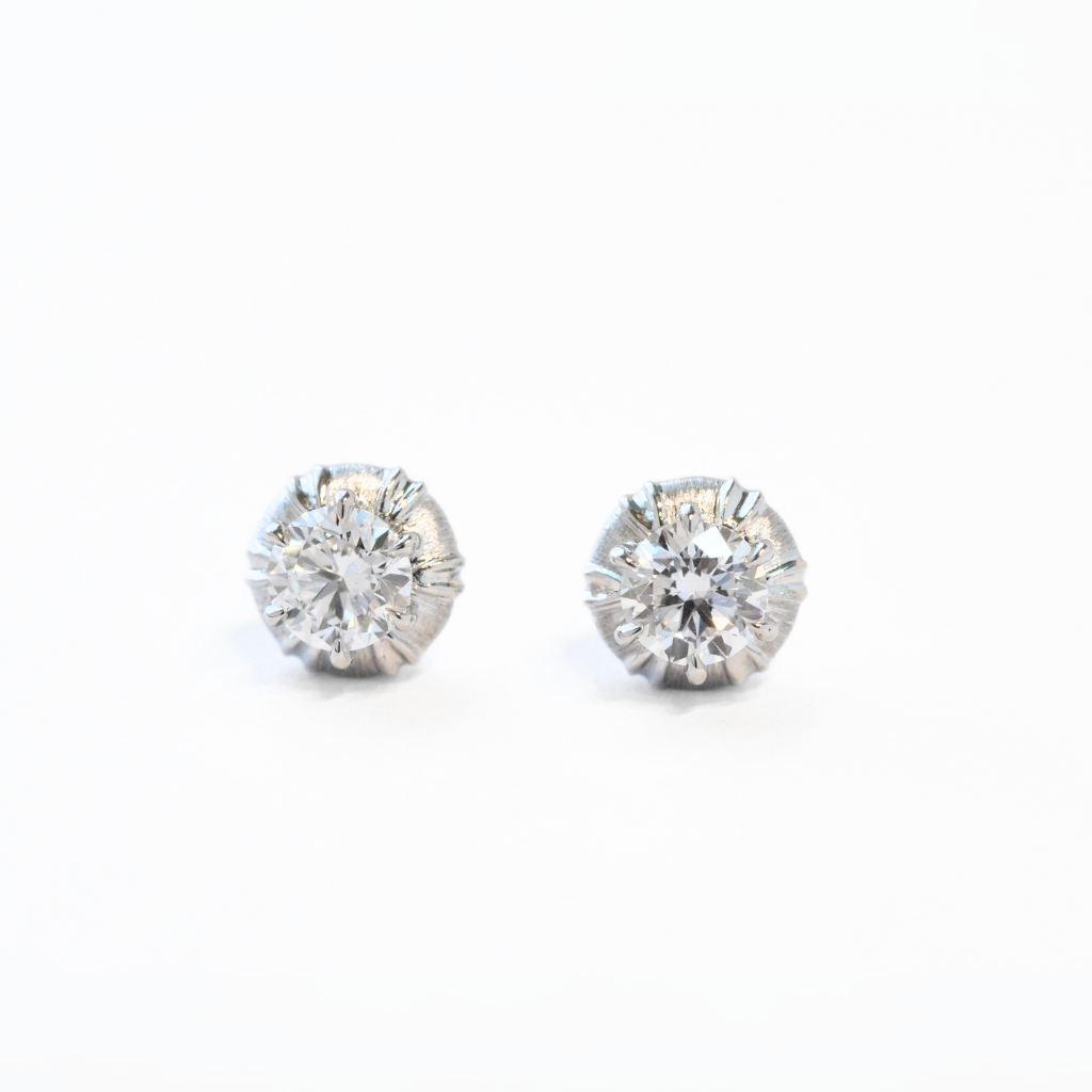 1ct round brilliant lab diamond earrings