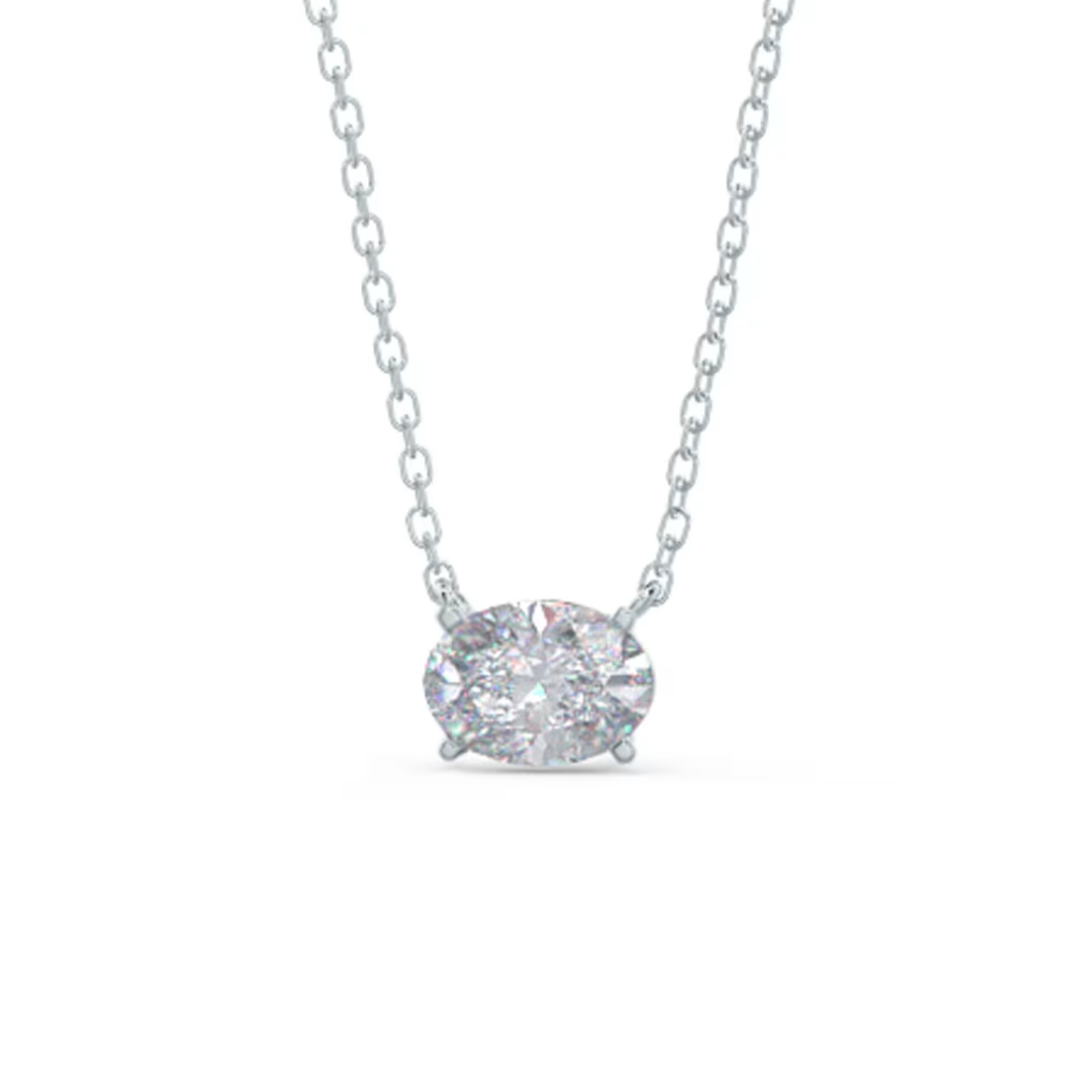 East-West Oval Lab Diamond Necklace