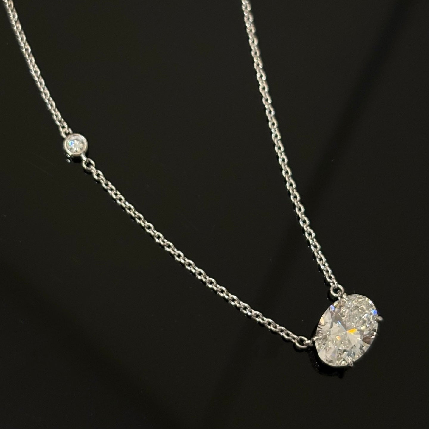 East-West Oval Lab Diamond Necklace