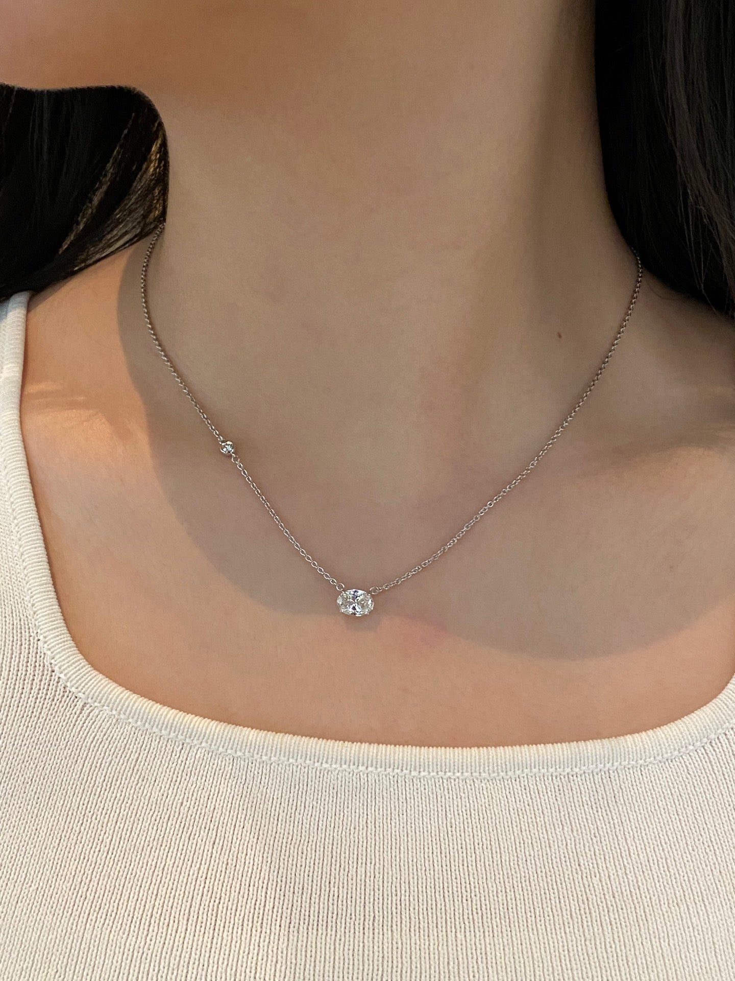 East-West Oval Lab Diamond Necklace