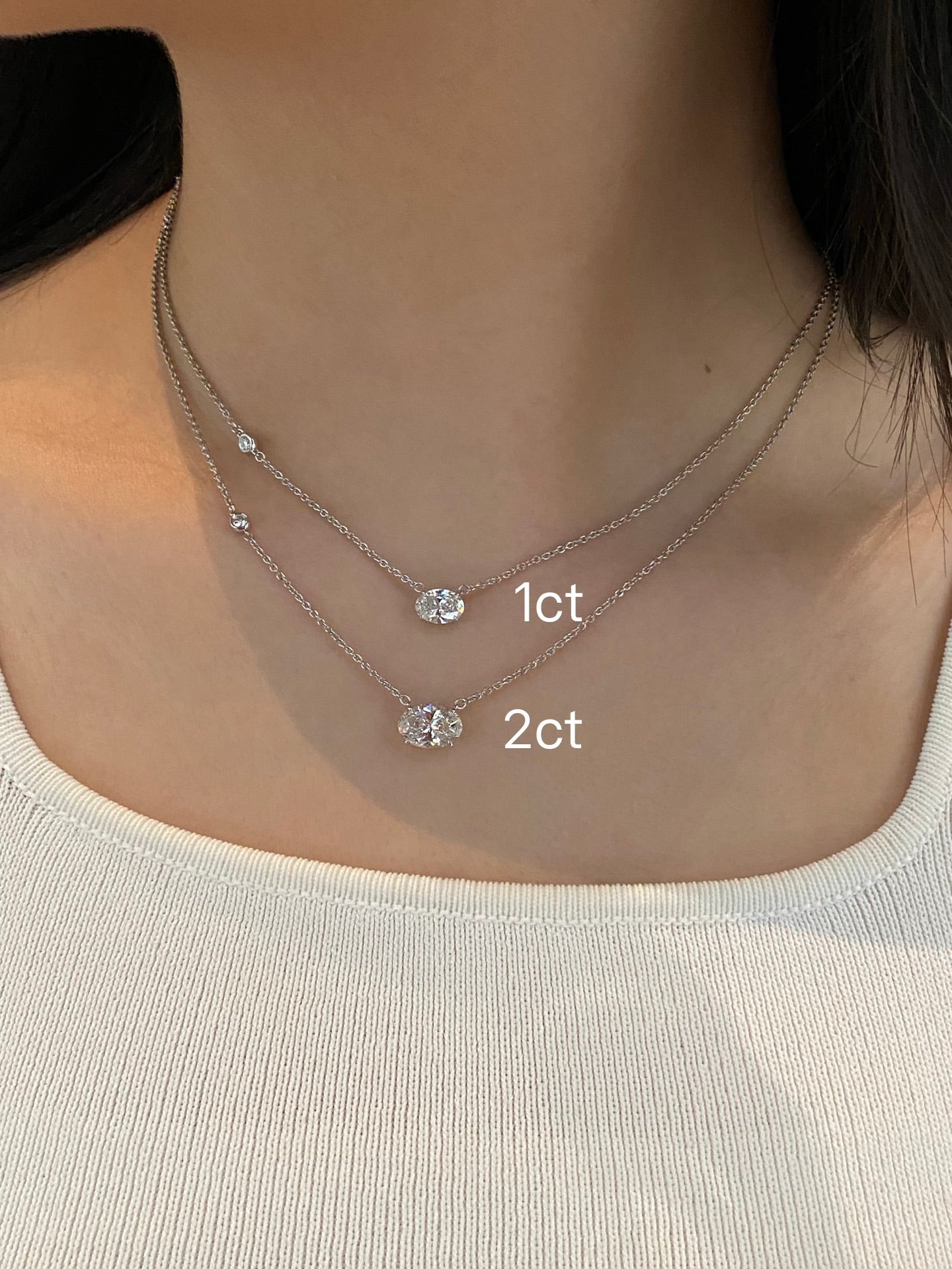 East-West Oval Lab Diamond Necklace