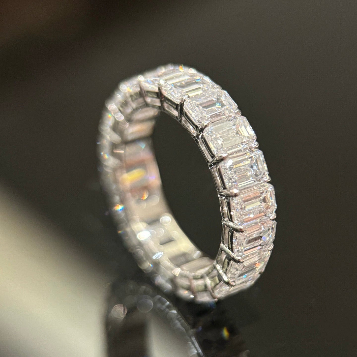 14k gold emerald cut eternity ring