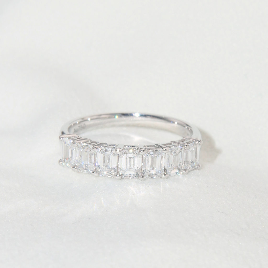 Emerald Cut Lab Diamond Half-Eternity Ring