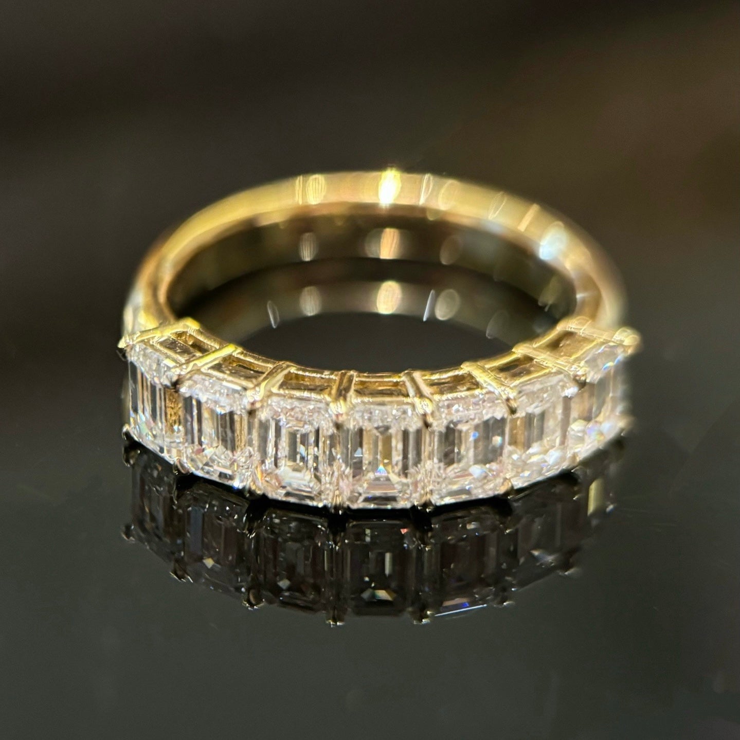 Emerald Cut Lab Diamond Half-Eternity Ring