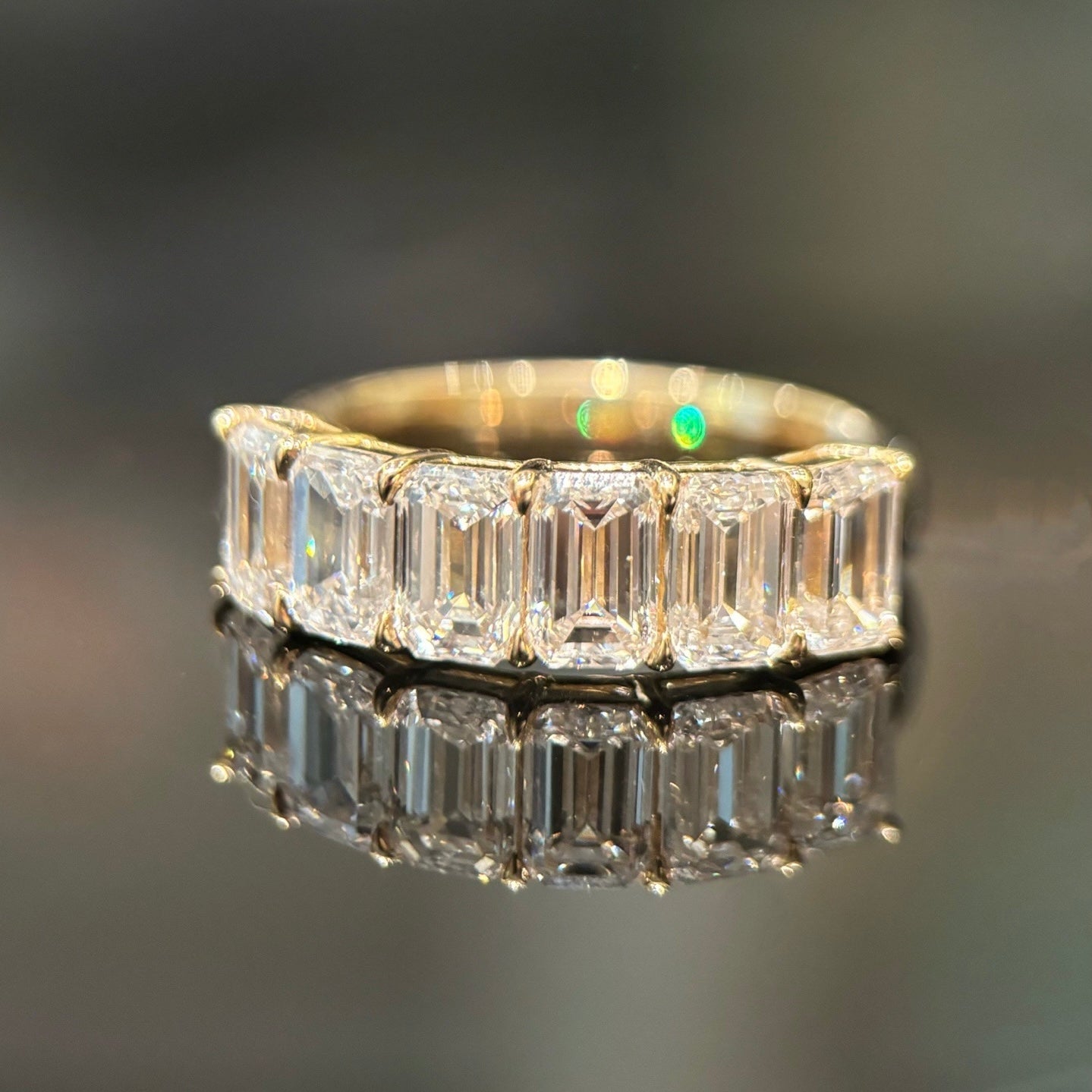 Emerald Cut Lab Diamond Half-Eternity Ring