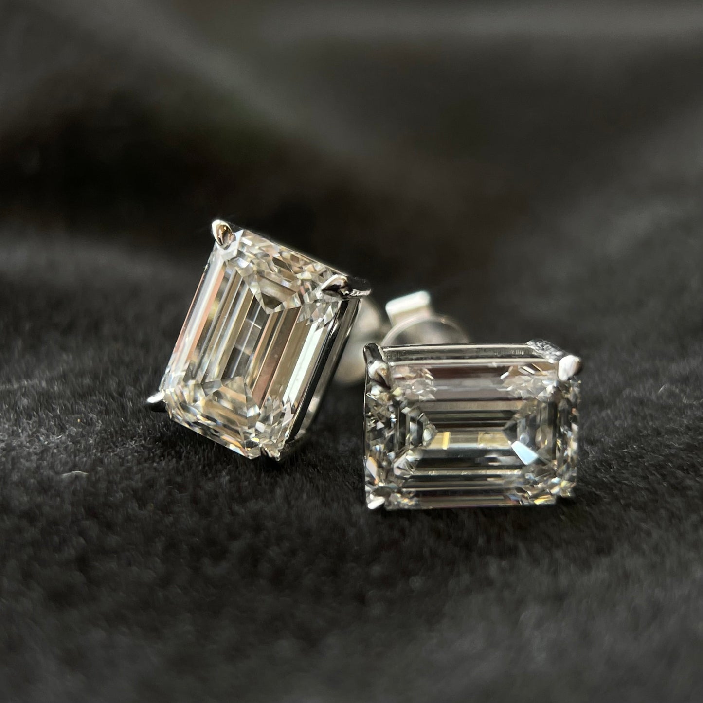 Lab-grown emerald cut diamond studs