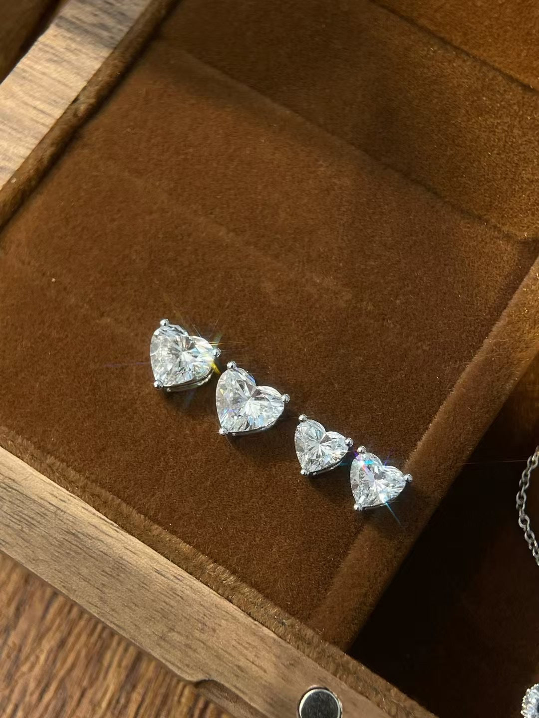 Platinum heart shape lab diamond earrings