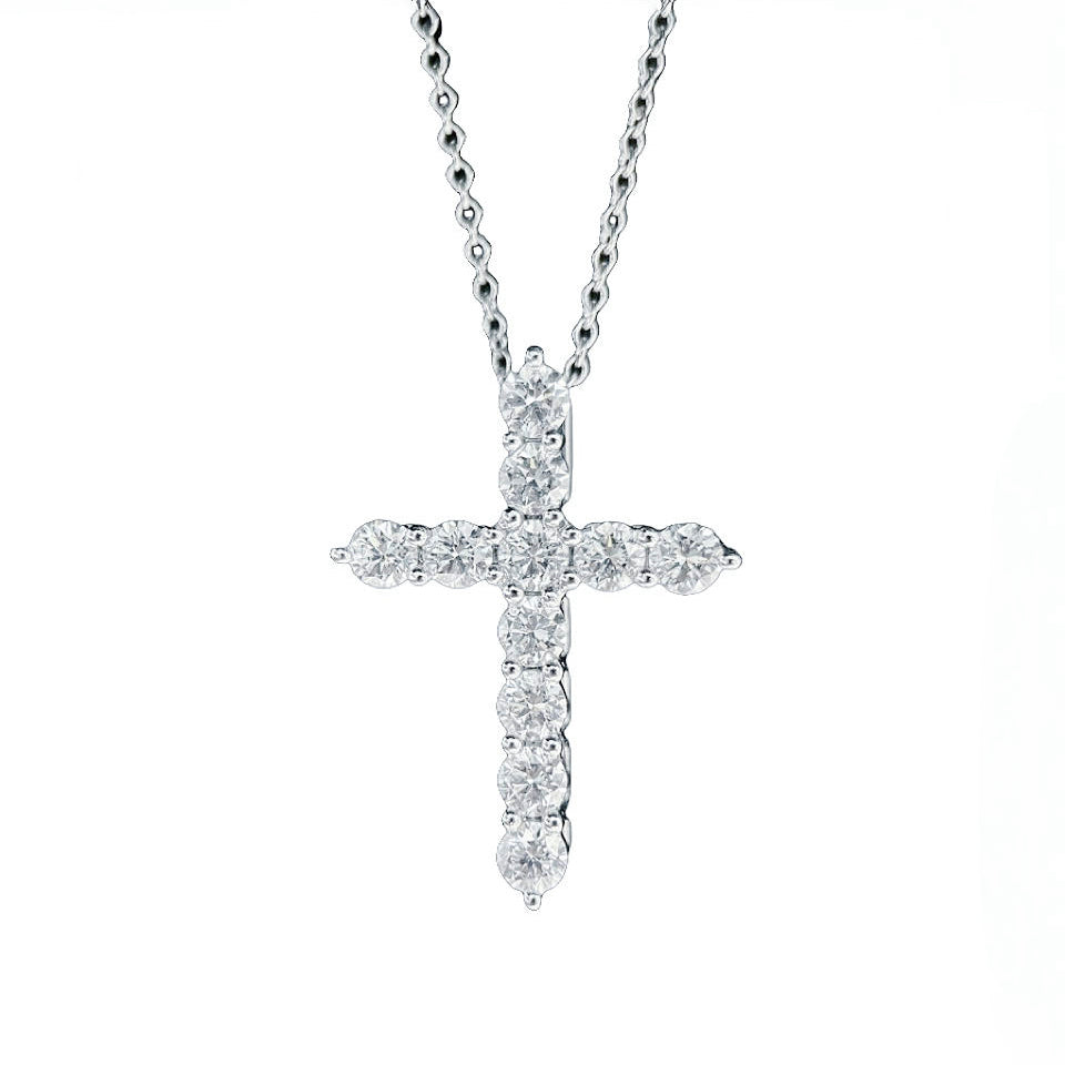 Lab Diamond Cross Necklace in Platinum | 1.6ctw
