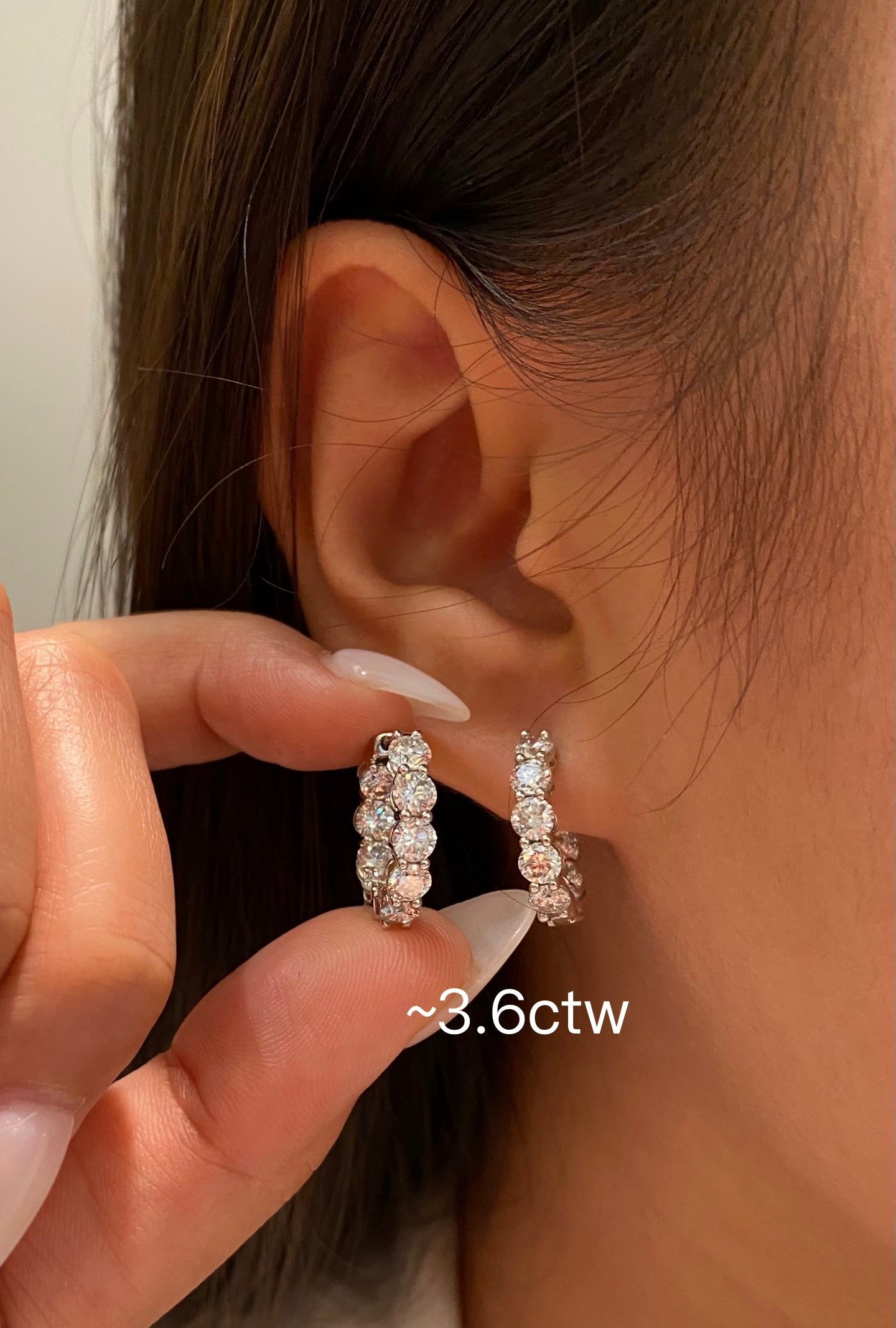 Lab Diamond Inside Outside Hoop Earrings in Platinum | 3.6ctw or 5.4ctw