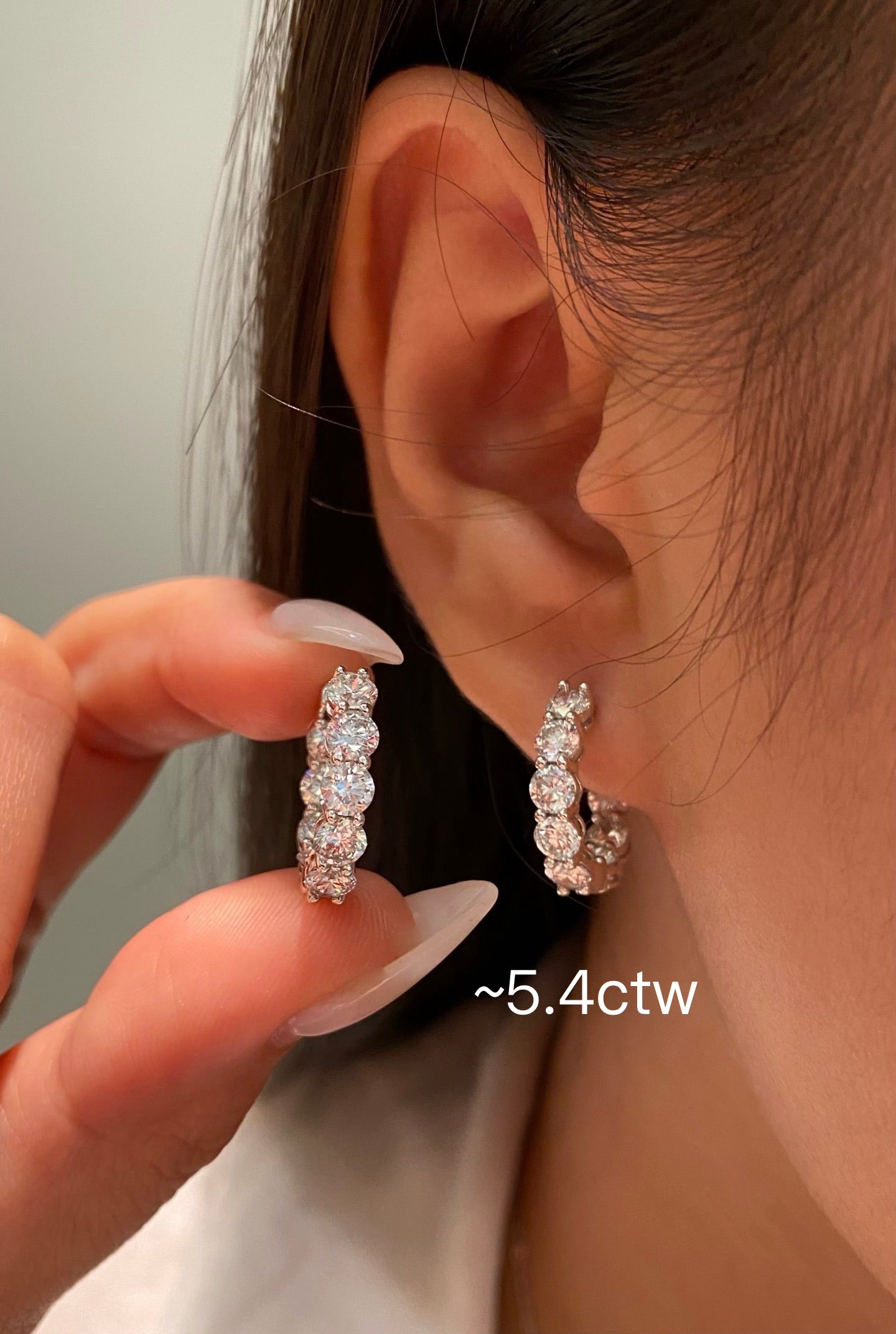 Lab Diamond Inside Outside Hoop Earrings in Platinum | 3.6ctw or 5.4ctw