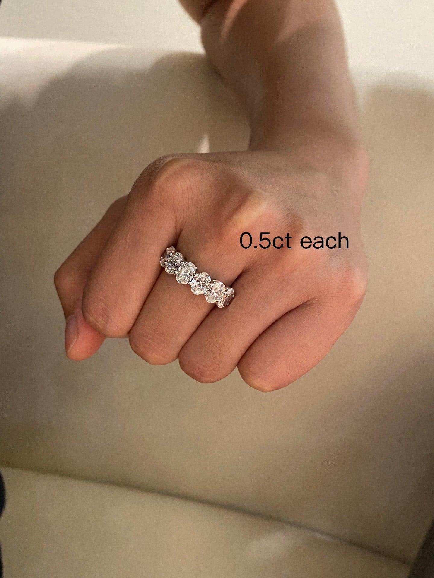 14k gold oval diamond band