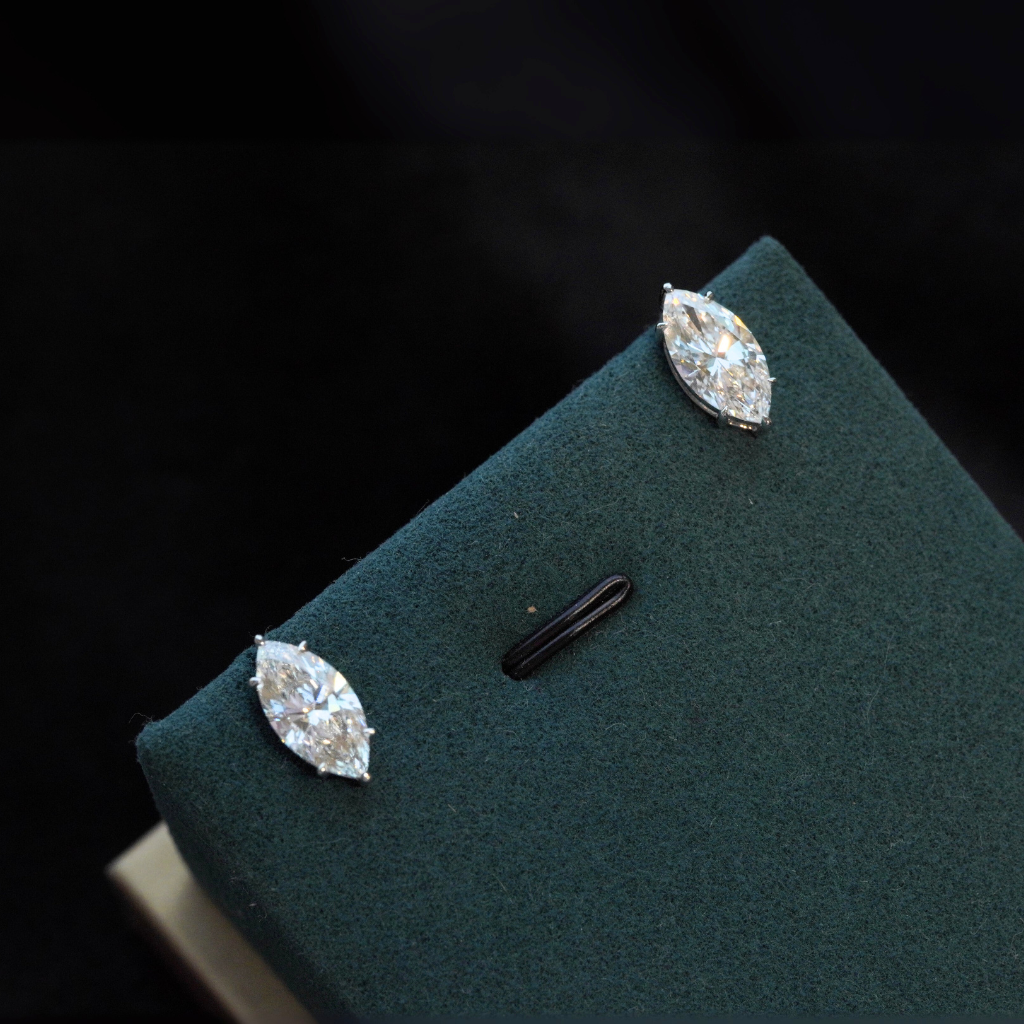 Elegant marquise diamond studs