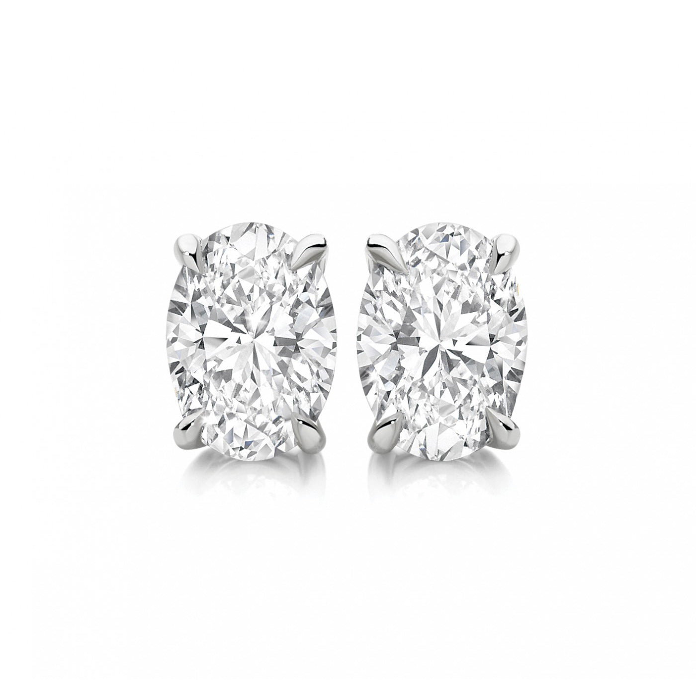 Elegant Four-Prong Oval Lab-Grown Diamond Stud Earrings