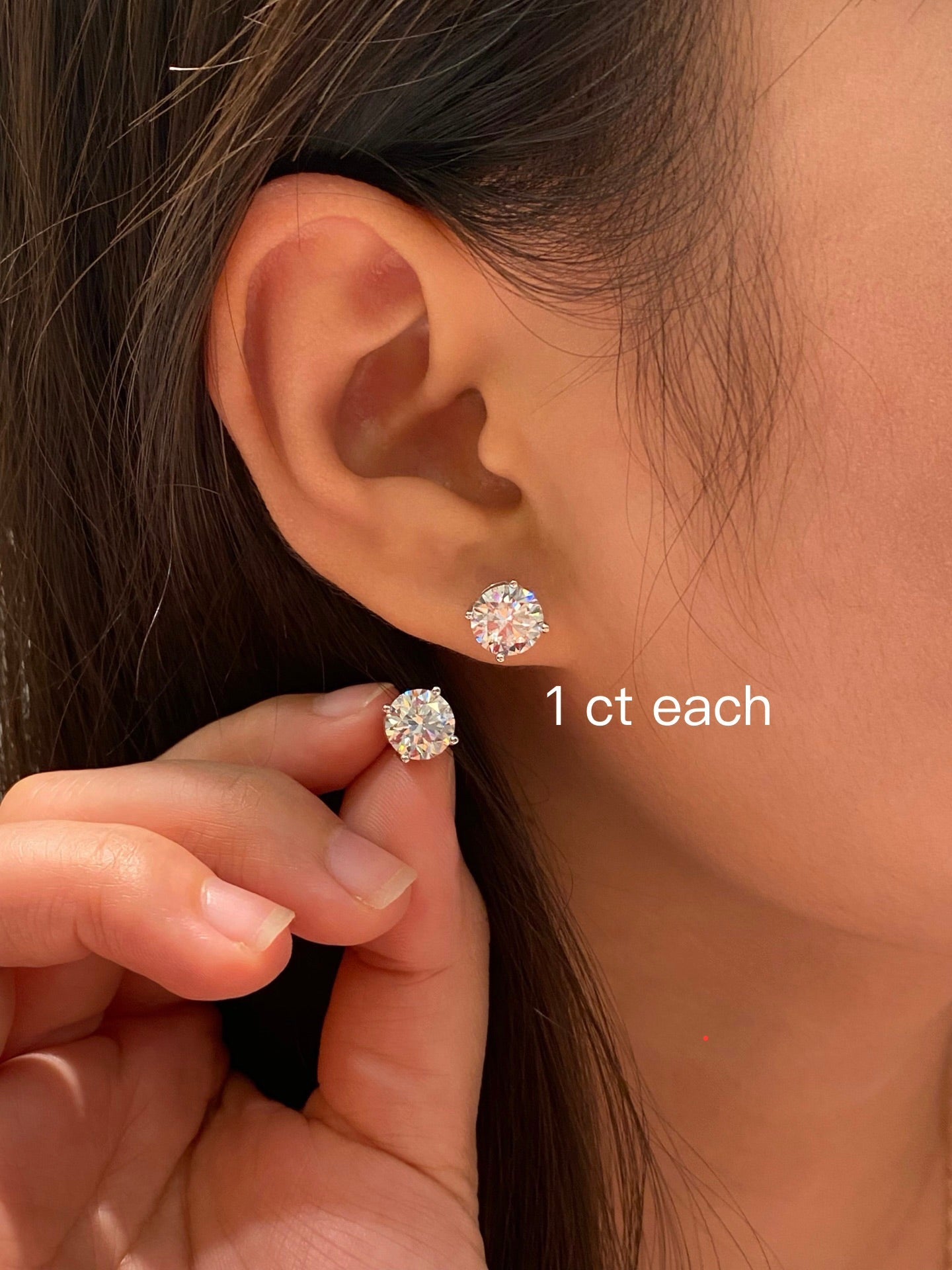 1ct round lab diamond studs