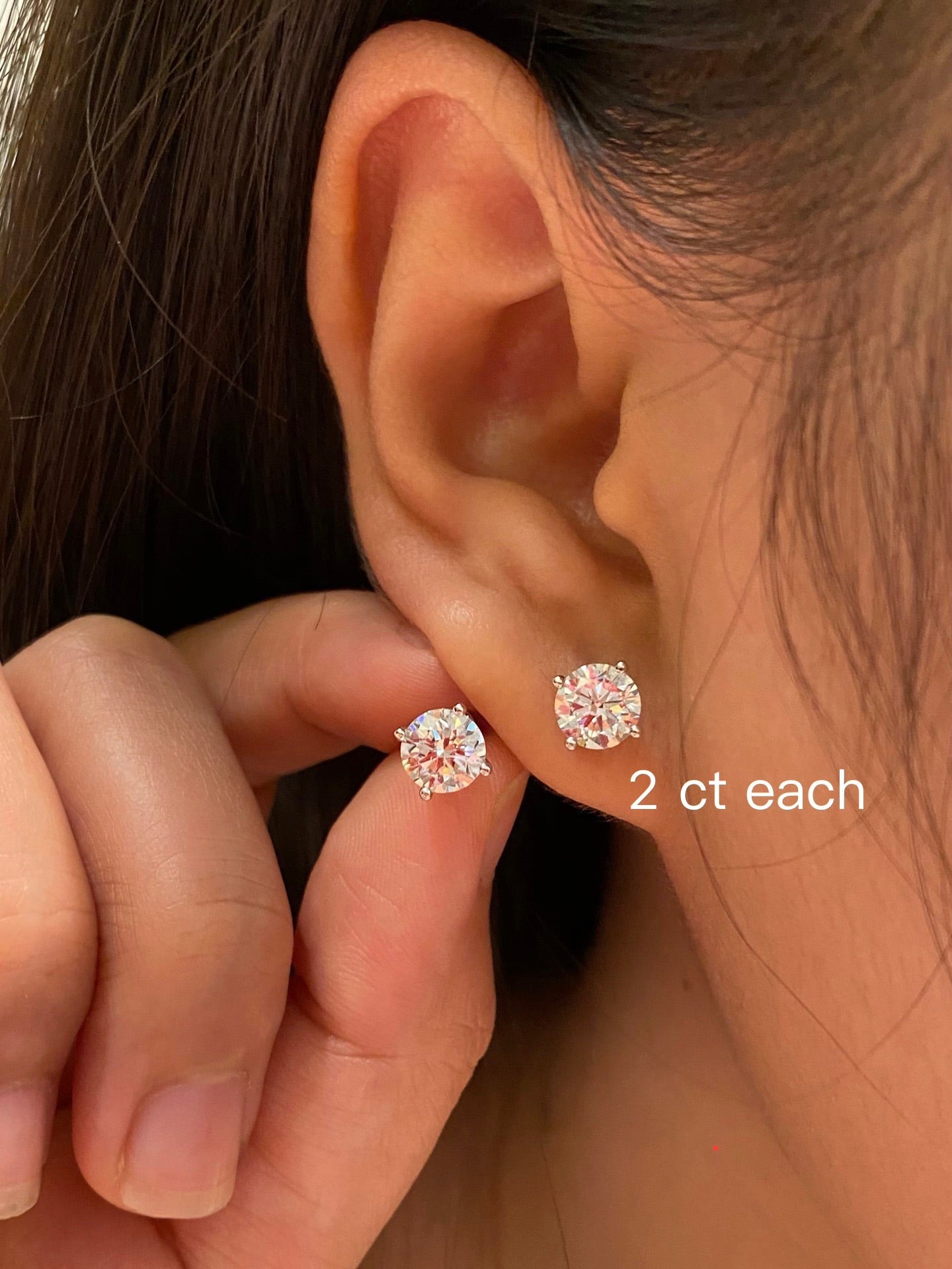 2ct round lab diamond studs