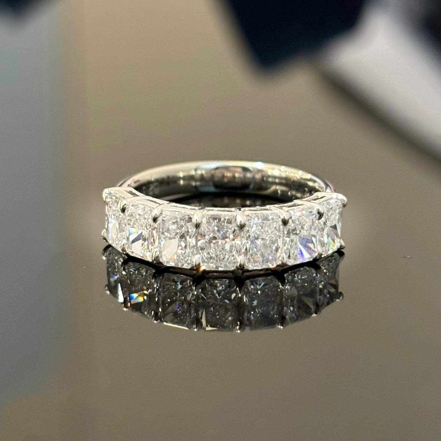 14K gold radiant cut diamond band