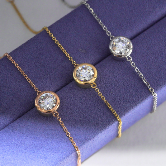 Bezel-Set Round Lab-Grown Diamond Bracelet in 18K Gold