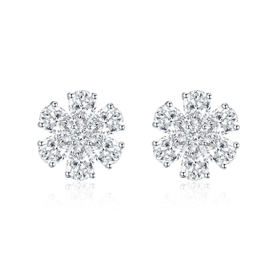Floral Cluster Lab Diamond Stud Earrings