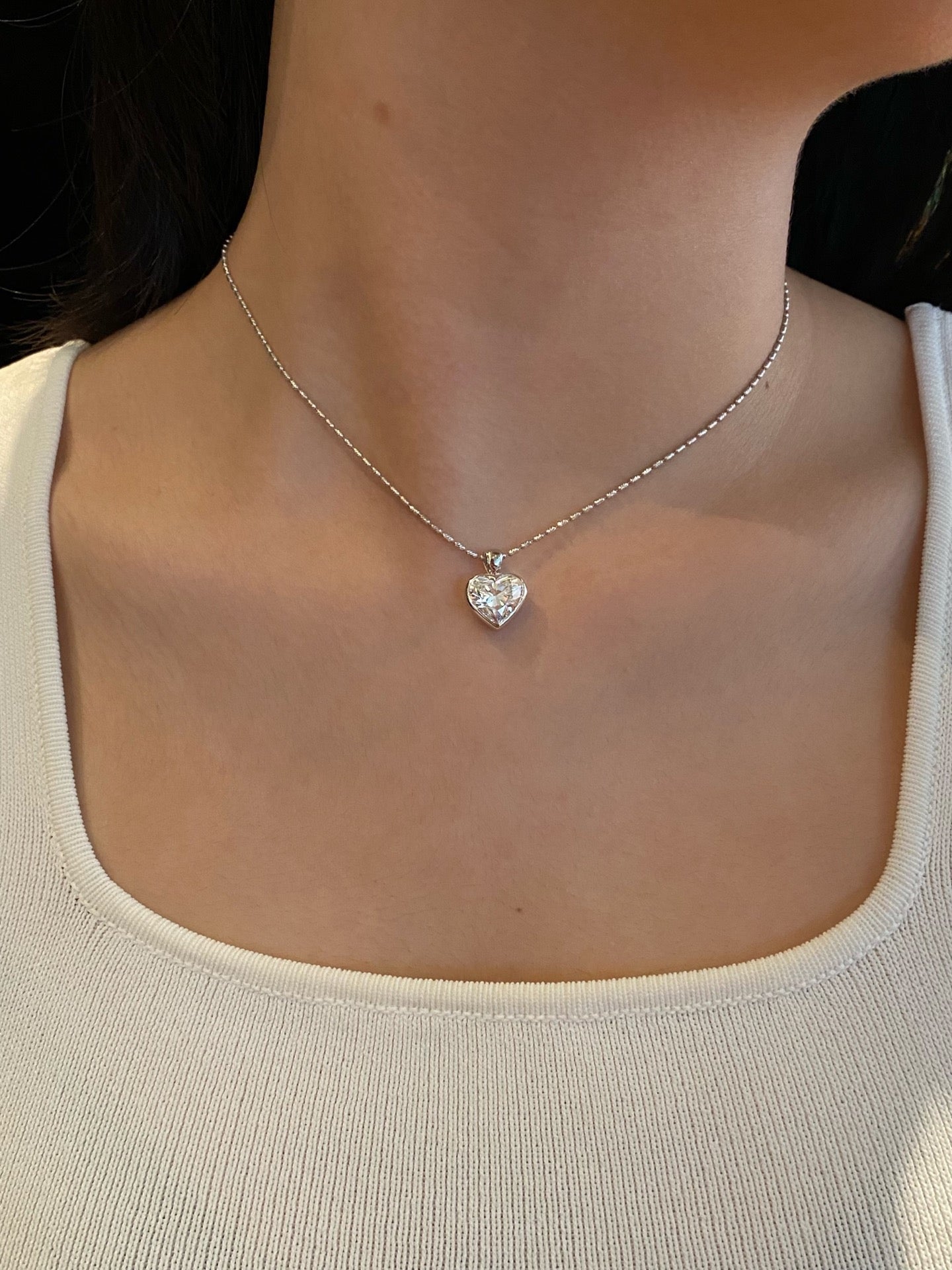 Bezel-Set Heart-Shaped Lab Diamond Pendant
