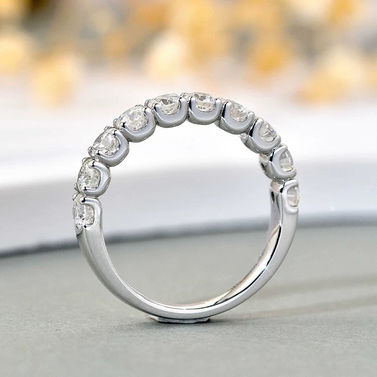 Round Lab Diamond Half Eternity Stacking Band