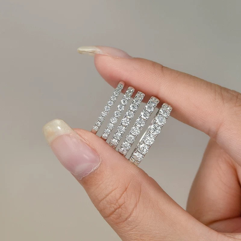Round Lab Diamond Half Eternity Stacking Band
