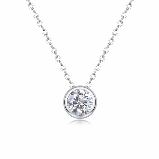 Bezel Set Lab-Grown Diamond Solitaire Pendant Necklace