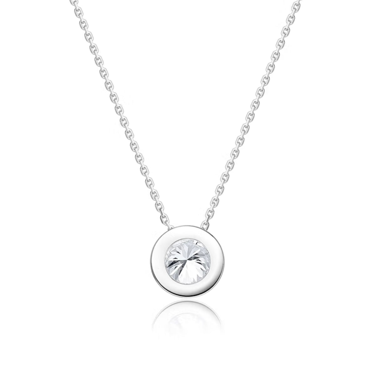 Bezel Set Lab-Grown Diamond Solitaire Pendant Necklace