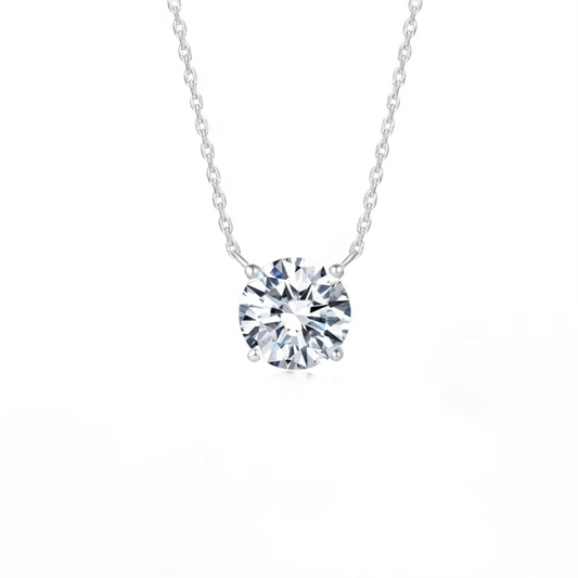 Classic Four-Prong Round Solitaire Diamond Necklace