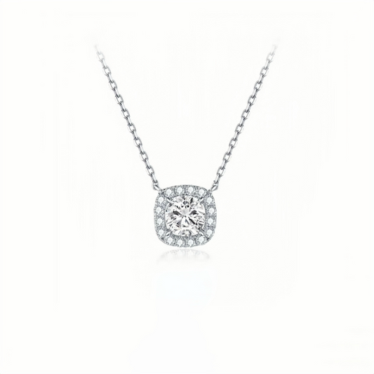 Square Halo Lab-Grown Diamond Necklace