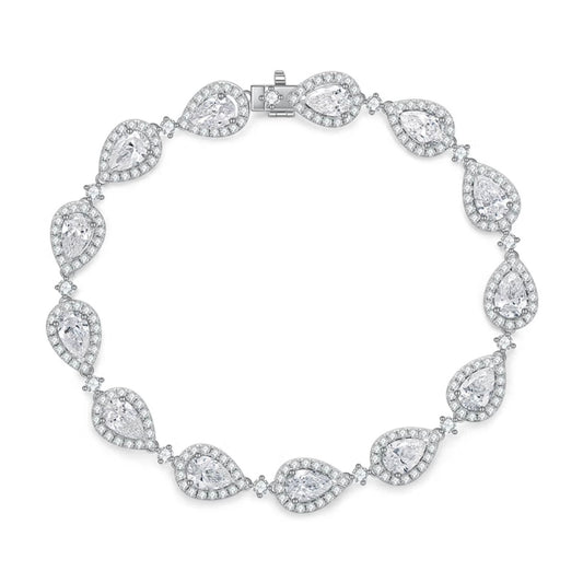 Pear-Shaped Halo Diamond Bracelet in 18K Gold