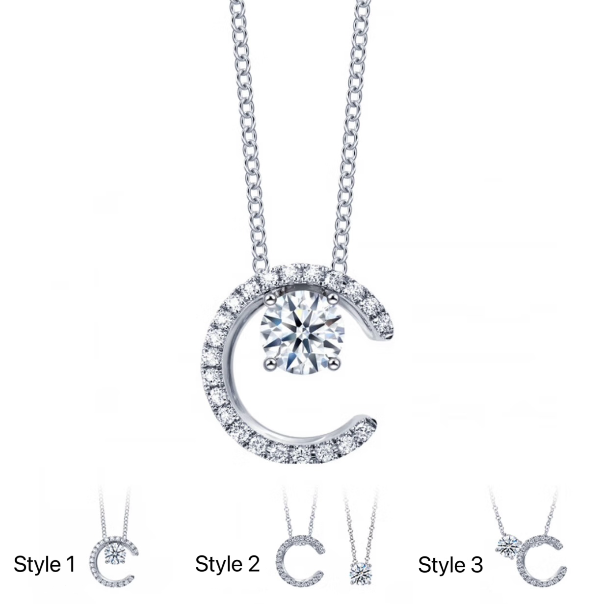 C-Shaped Diamond Necklace – Triple Wear