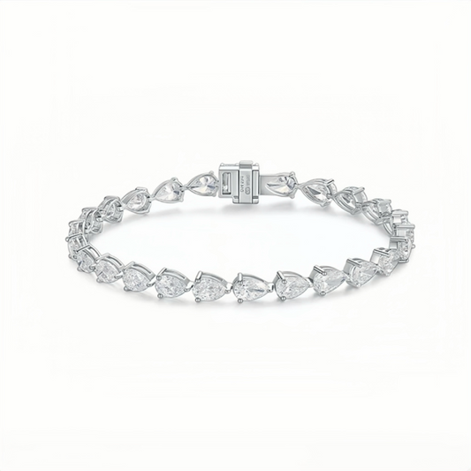 Pear-Shaped Diamond Tennis Bracelet in 18K White Gold