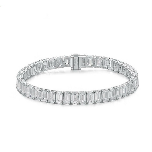 Emerald-Cut Lab Diamond Tennis Bracelet in 18K White Gold | Approx. 20 ctw