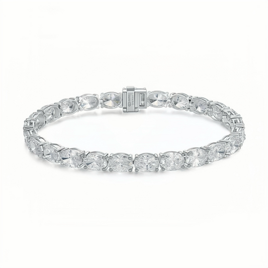 Oval-Cut Lab Diamond Tennis Bracelet in 18K White Gold