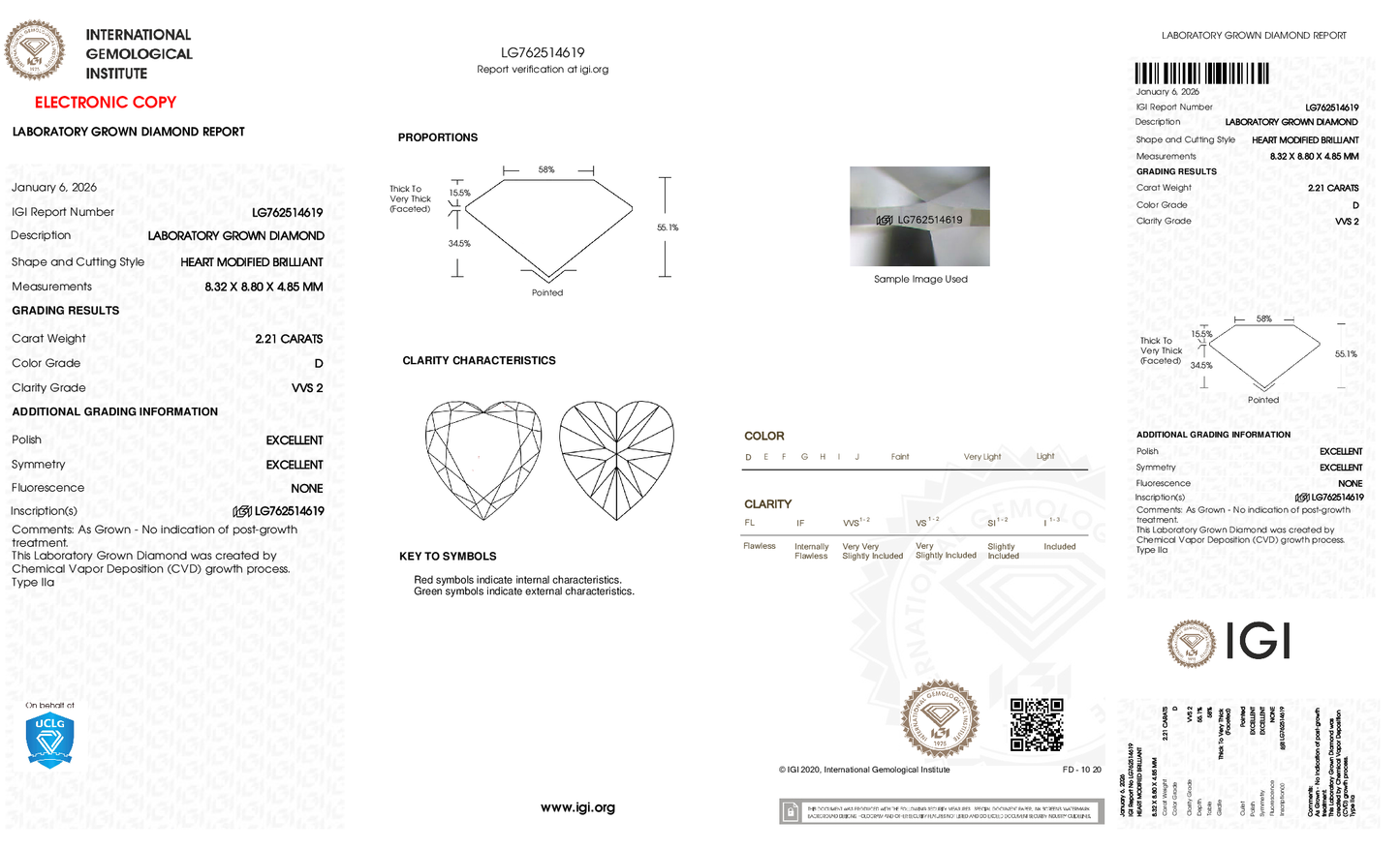 2.21ct Heart Modified Brilliant Lab Grown Diamond (D, VVS2, EX/EX)