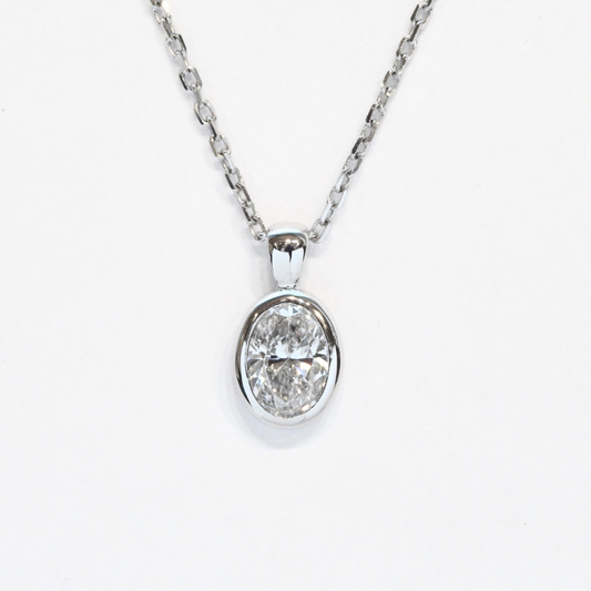 Bezel-Set Oval Lab Diamond Solitaire Pendant