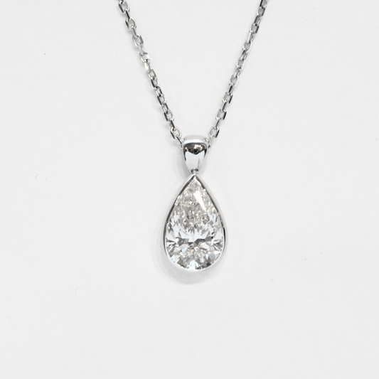 Bezel-Set Pear-Shaped Lab Diamond Pendant