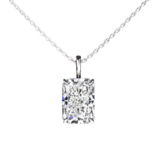 Classic Four-Prong Radiant Solitaire Diamond Necklace in 18K Gold