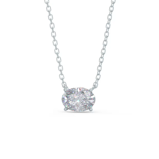 East-West Oval Lab Diamond Necklace
