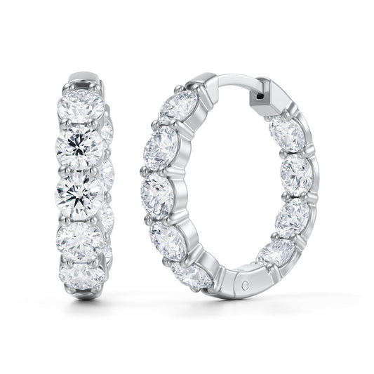 Lab Diamond Inside Outside Hoop Earrings in Platinum | 3.6ctw or 5.4ctw
