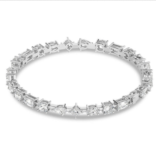 Unique cut diamond tennis bracelet in white gold
